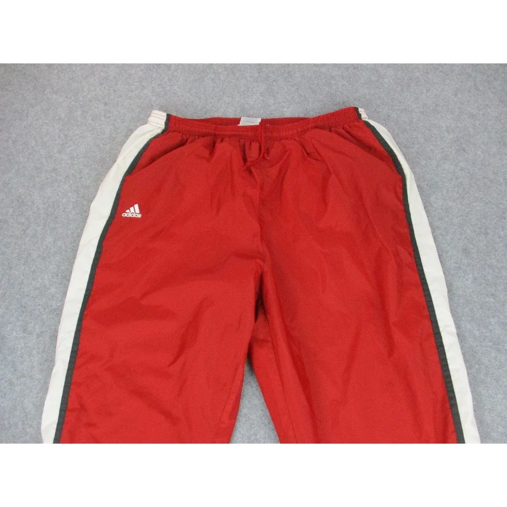 VINTAGE Adidas Pants Mens 3XL XXXL Red White Adidas Team Mesh Track Pockets